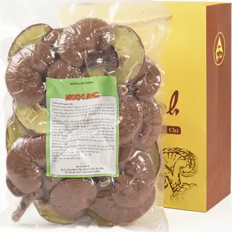 Kiểm tra Thành phần chi tiết Nấm Lim Xanh Hữu Cơ – Loại tốt nhất thị trường mặt sau bao bì nấm lim xanh nguyên tai hữu cơ, có bảng thành phần và thông tin sản phẩm